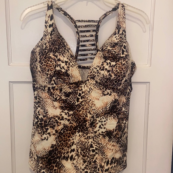 LIZ CLAIBORNE SNAKE PRINT TANKINI SWIM TOP SZ 14 NEW - Picture 3 of 12